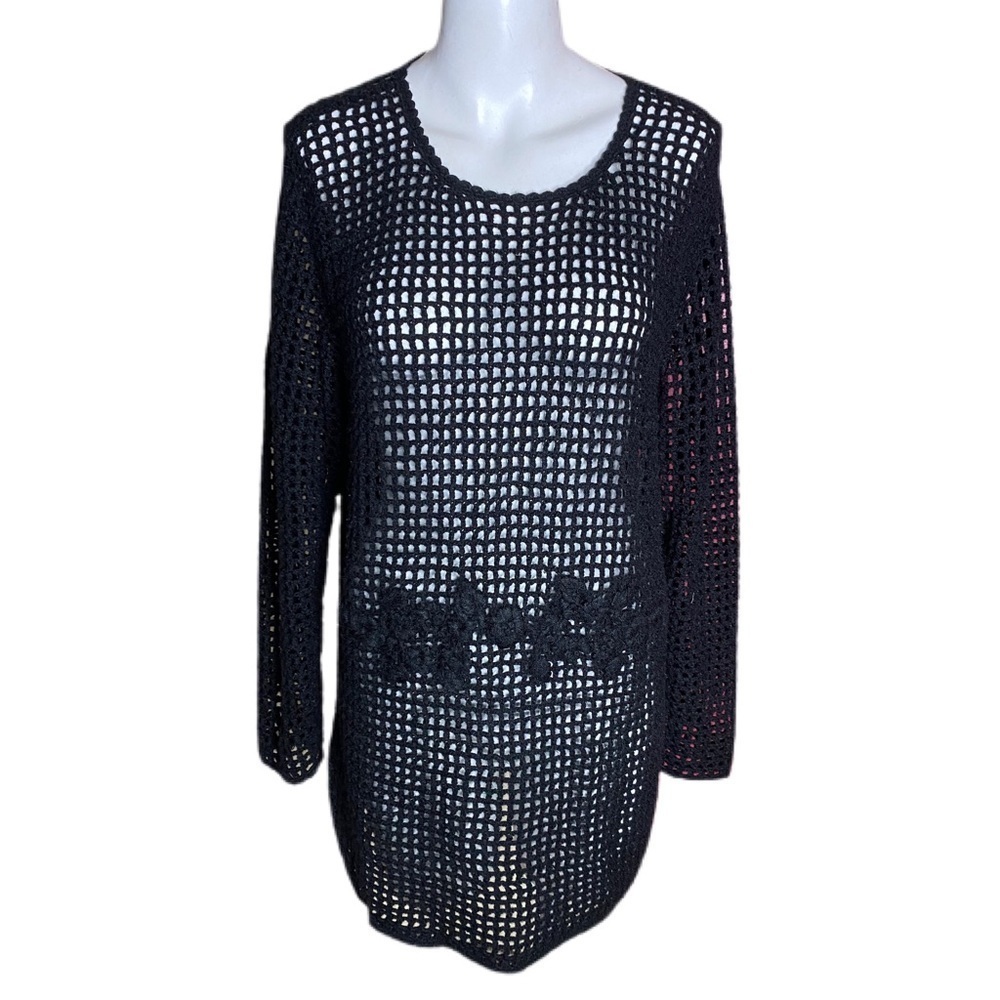 Olsen Collection Open Stitch Black Sweater